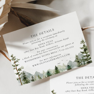 Carte D'accompagnement Mountain Woodland Forest Elegant Wedding Détails