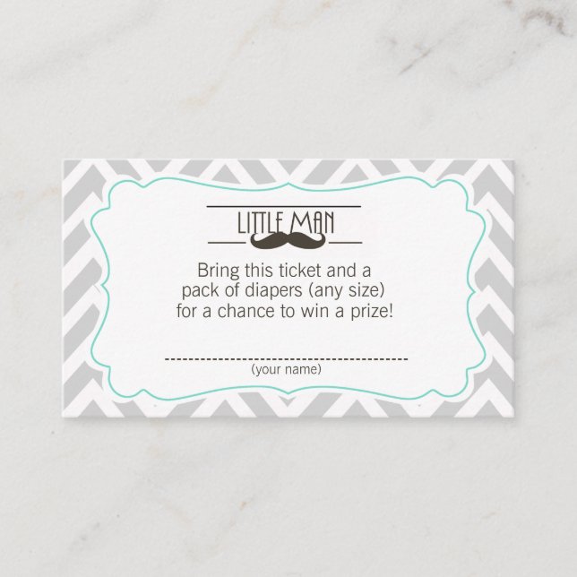 Carte D'accompagnement Moustache Baby shower Déchets Raffin billet (Devant)