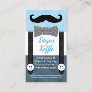 Carte D'accompagnement Moustache baby shower diaper billet de tombola mar
