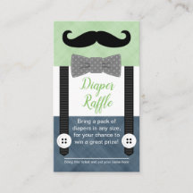 moustache biberon billet de tombola vert marine bl