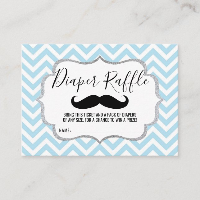 Carte D'accompagnement Moustache Lil' Man Diaper Raffle Billet Bleu (Devant)