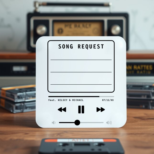 Carte D'accompagnement Music MP3 Player Mariage blanc Demande de chanson (Music MP3 Player White Wedding Song Request Enclosure Card
)
