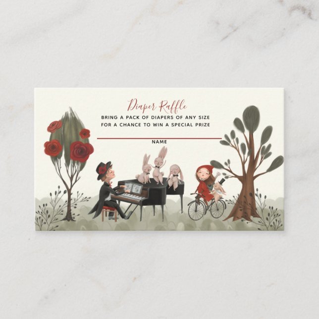 Carte D'accompagnement Musical Animaux Bois Bébé Déchets Raffle (Devant)