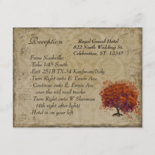 Carte D'accompagnement Musical Gold Dark Orange Plum Heart Leaf Tree