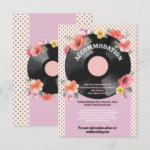 Carte D'accompagnement Musique d'ambiance Disque Mariage Floral Années 19