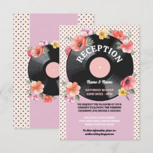 Carte D'accompagnement Musique de réception de mariage Disque Fleurs de m