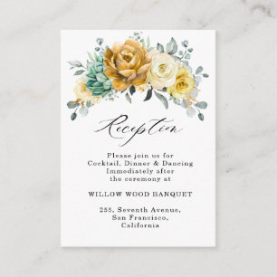 Carte D'accompagnement Mustard Jaune Floral Sage Réception de mariage
