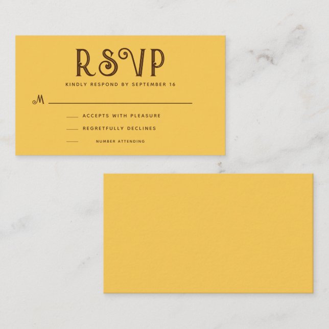 Carte D'accompagnement Mustard Vintage Boho RSVP (Devant / Derrière)