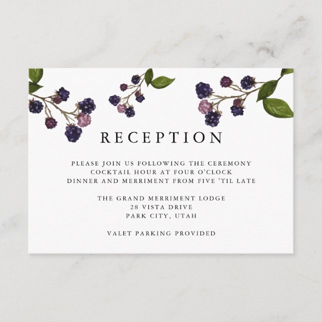 Carte D'accompagnement Myrtille | ENCLOS POUR RÉCEPTION DE MARIAGE (Devant)