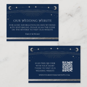 Carte D'accompagnement MysBlue Silver Mariage Site Web RSVP QR Code