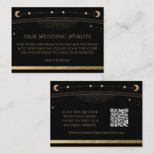 Carte D'accompagnement Mystic Black Gold Mariage site Web RSVP QR Code