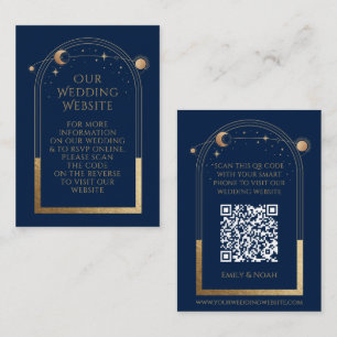 Carte D'accompagnement Mystic Blue Gold Mariage site Web RSVP QR Code