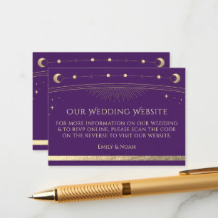 Carte D'accompagnement Mystic Purple Gold Mariage Website RSVP QR Code