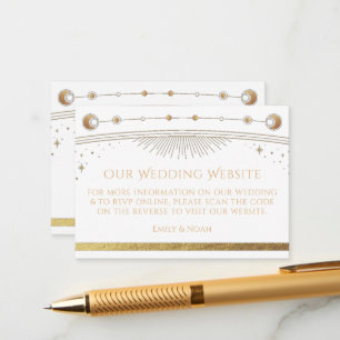 Carte D'accompagnement Mystic White Gold Mariage Site Web RSVP QR Code