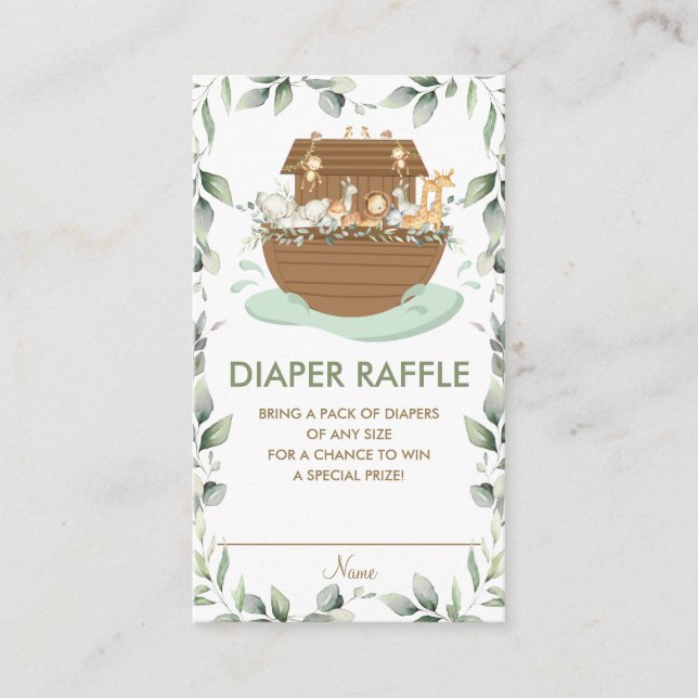 Carte D'accompagnement Nah's Ark Greenery Baby shower Déchets Raffle (Devant)