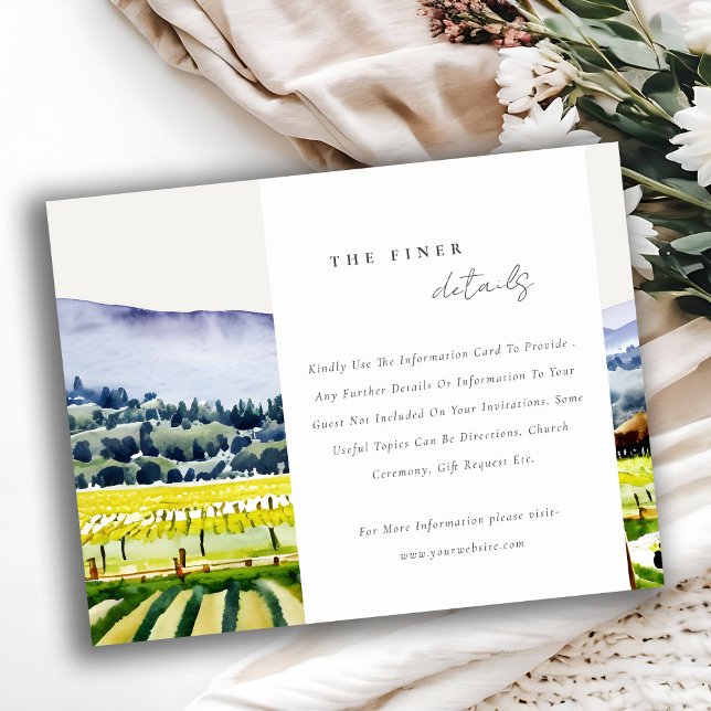 Carte D'accompagnement Napa Valley Vineyard Paysage Mariage Détail (Créateur téléchargé)
