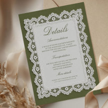 Nappe en dentelle d'argent vert olive Détails de m