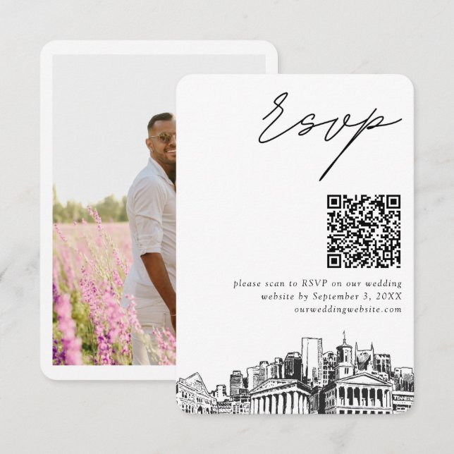 Carte D'accompagnement Nashville Wedding RSVP QR Code Petit (Devant / Derrière)