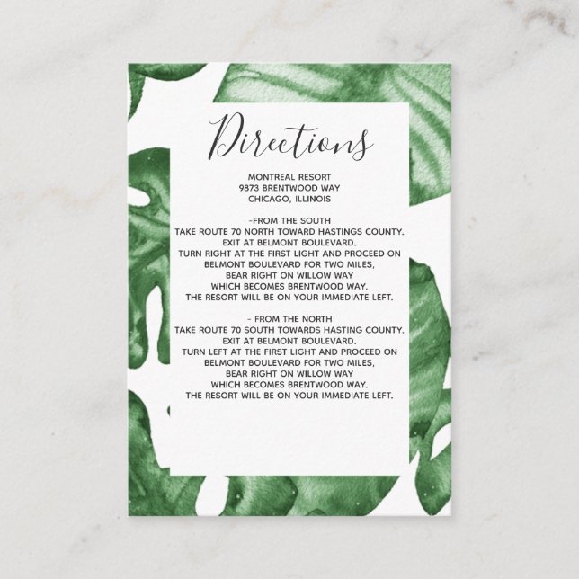 Carte D'accompagnement Nature tropicale rustique Mariage de verdure botan (Devant)