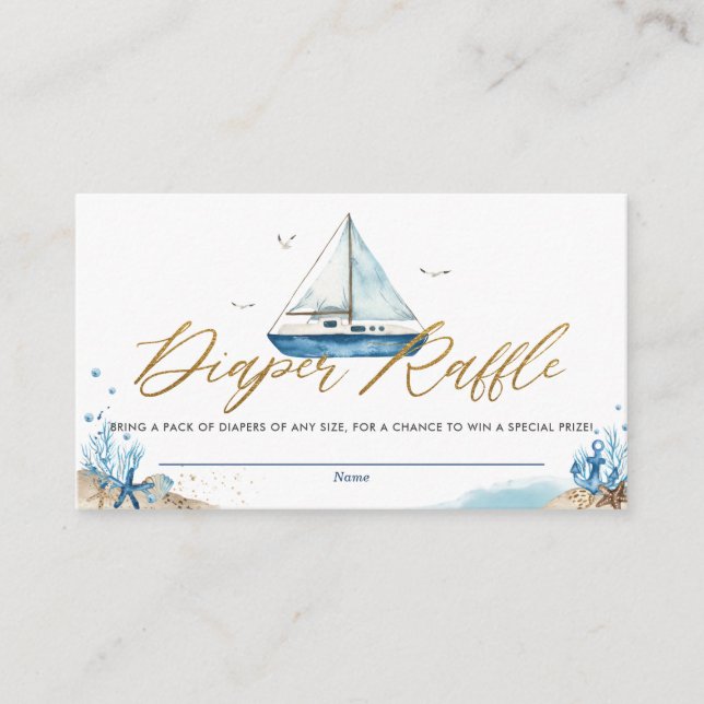 Carte D'accompagnement Nautical Boat Ahoy C'est un garçon Diaper Raffle E (Devant)