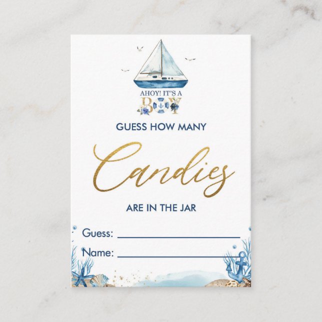 Carte D'accompagnement Nautical Boat Devinez combien de bonbons dans Jar  (Devant)