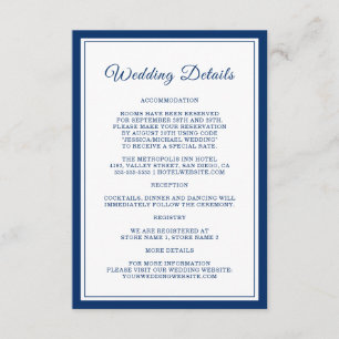 Carte D'accompagnement Nautical Navy Stripes Élégant détails de mariage