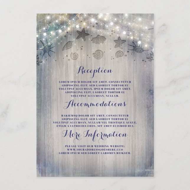 Carte D'accompagnement Nautical Rustic Mariage Information Invité (Devant)