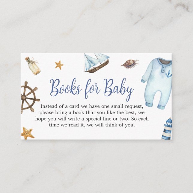 Carte D'accompagnement Nautical Sailor Ahoy Baby shower Livres pour bébé (Devant)