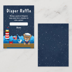 Carte D'accompagnement Nautique Boy Bear Red et Navy Diaper Raffle