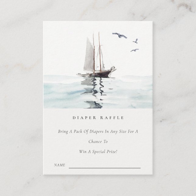 Carte D'accompagnement Nautique voile Yacht Diaper Baby shower Raffle (Devant)