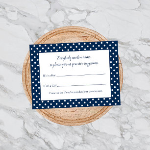 Carte D'accompagnement Navy Blue Bow Baby Name Suggestion Douche Jeu
