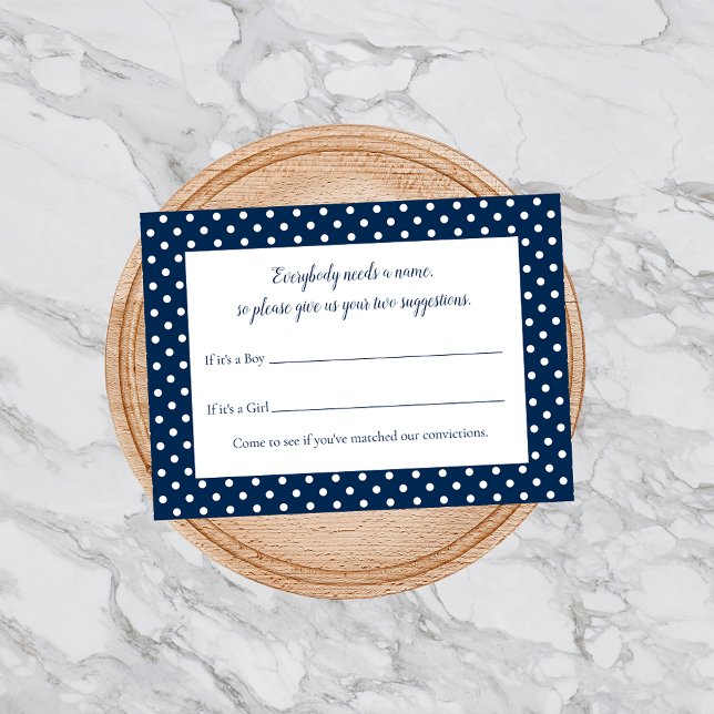 Carte D'accompagnement Navy Blue Bow Baby Name Suggestion Douche Jeu (Créateur téléchargé)