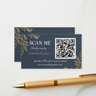 Carte D'accompagnement Navy Blue Gold Feather Wedding RSVP Enclosure Card