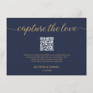Carte D'accompagnement Navy Capture de l'amour Code QR mariage photo part