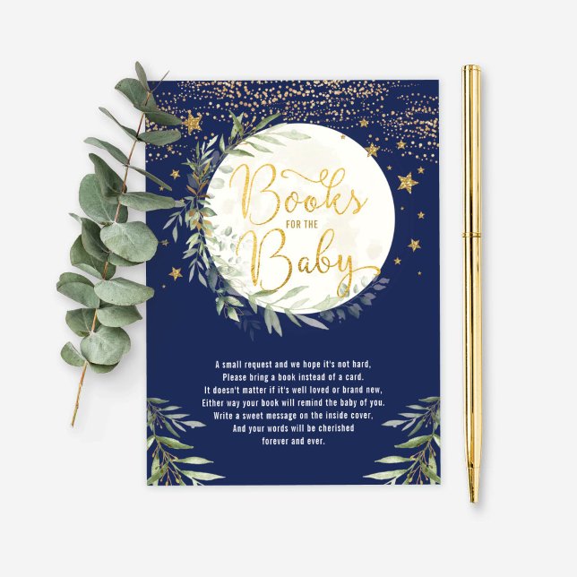 Carte D'accompagnement Navy Gold Moon Twinkle Star Livres pour bébé (Créateur téléchargé)