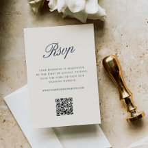 Navy | Mariage à l'écriture classique QR Code RSVP