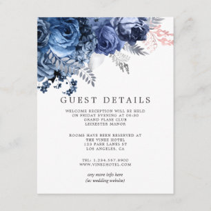 Carte D'accompagnement Navy & Pink with Silver Foil Mariage Détails sur l