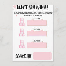 Ne pas dire "Baby" jeu pour Baby showers