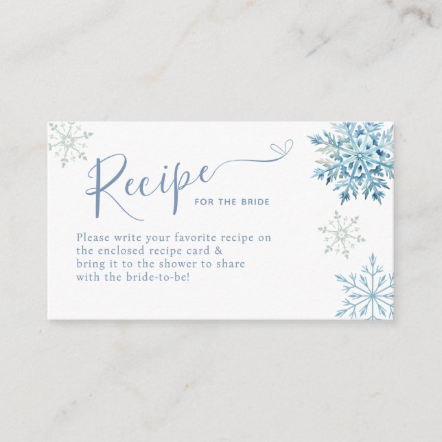 Carte D'accompagnement NEIGE BLUE DANS LOVE Demande de recette (Devant)