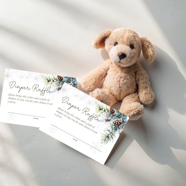 Carte D'accompagnement Neige dans l'amour hiver baby shower tombole de co (Snow in love gender neutral winter baby shower diaper raffle enclosure cards raffle tickets)