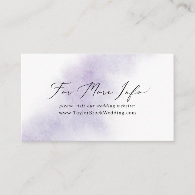 Carte D'accompagnement Nettoyage aquarelle | Site Mariage violet (Devant)