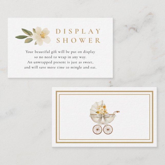 Carte D'accompagnement Neutral Display Shower Card Ivory & Golden Floral (Devant / Derrière)