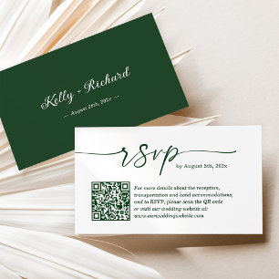 Carte D'accompagnement Neutral Green Budget Wedding RSVP Website QR Code