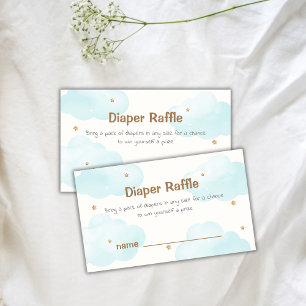 Carte D'accompagnement Neutral Nuage Neuf Étoiles Diaper Baby shower Raff