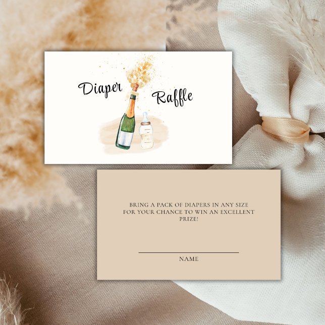 Carte D'accompagnement Neutral Poppin Champagne Diaper Baby shower de raf (Neutral Poppin Champagne Diaper Raffle Baby Shower Enclosure Card)