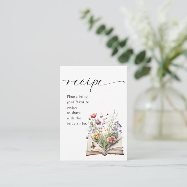 Carte D'accompagnement New Chapter Floral Book Bridal Shower Recipe (Debout devant)
