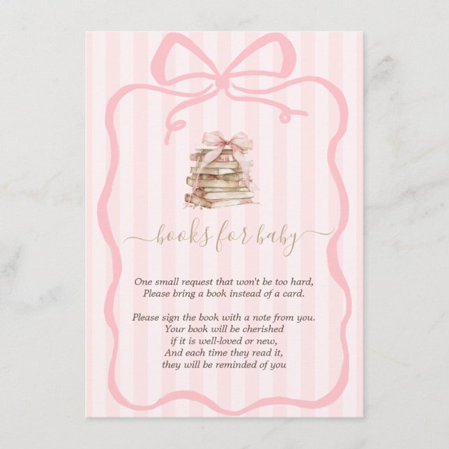 Carte D'accompagnement New Chapter Pink Bow Stripes Baby Shower (Devant)