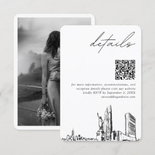 Carte D'accompagnement New York City Mariage Détails modernes Code QR