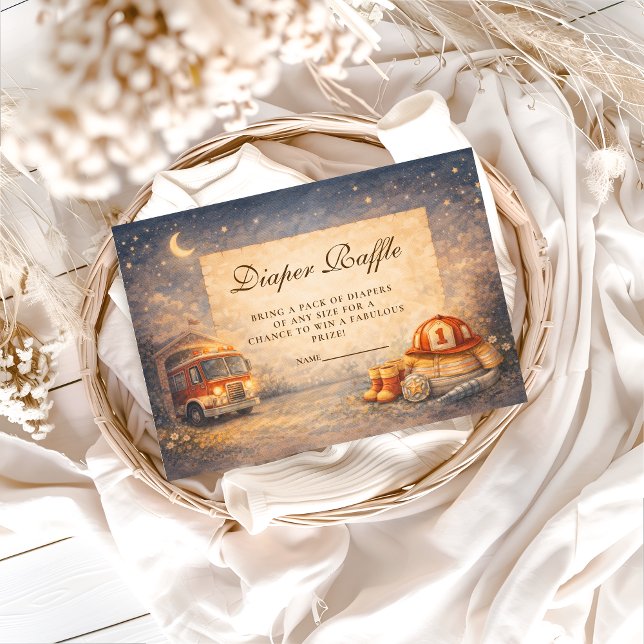 Carte D'accompagnement Night Sky Little Firefighter Diapper Raffle (Créateur téléchargé)