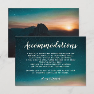 Carte D'accompagnement Night Sky Stars Galaxy Sunset Mountain Mariage
